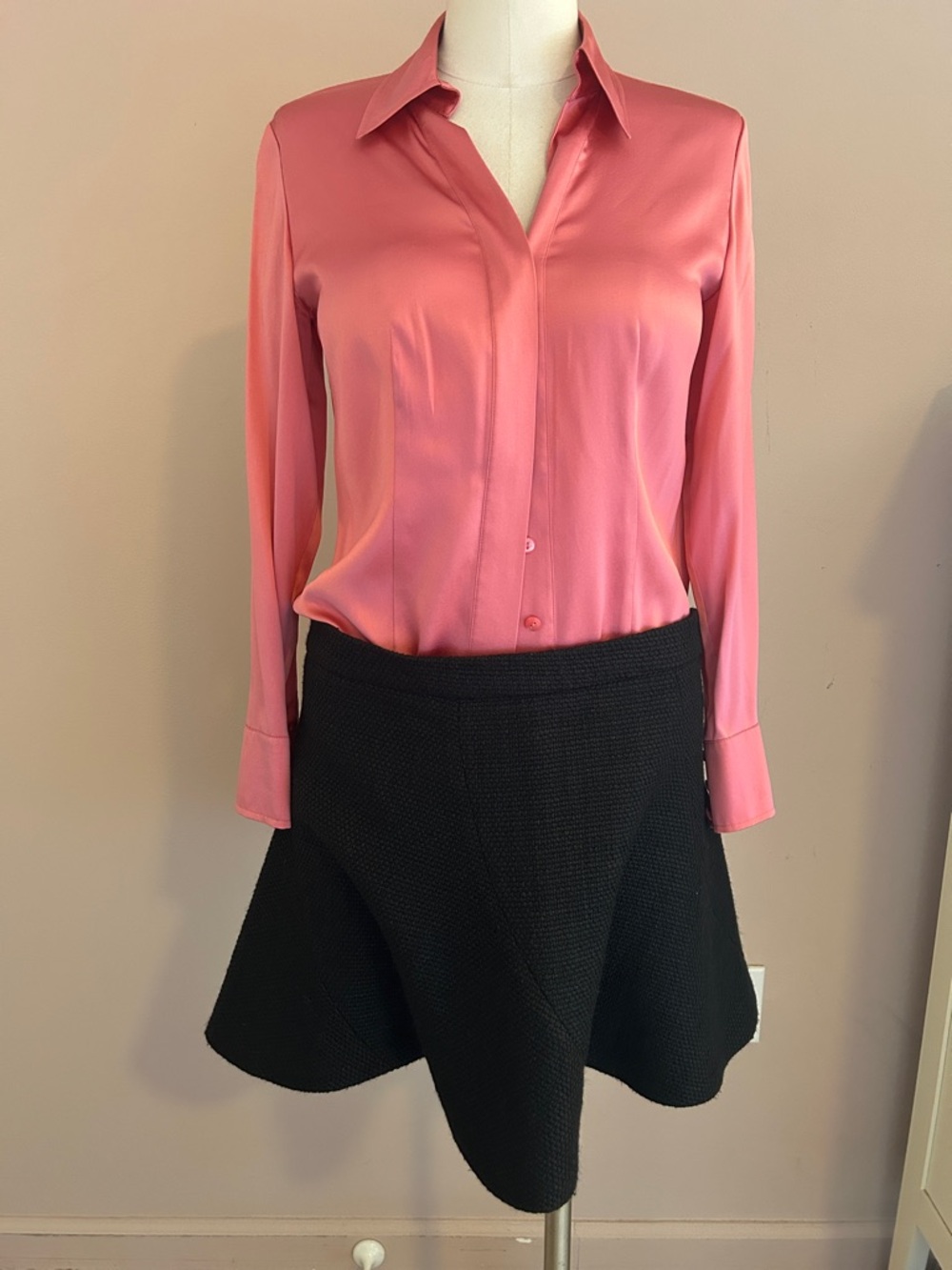 Zara Black Textured Circle Skater mini Skirt size L